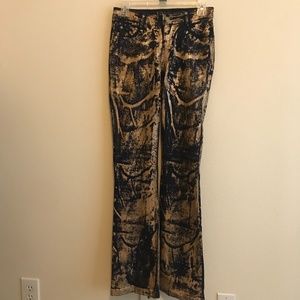 Y.O.Y.O Gold and Blue Sparkly Flare Leg Jeans